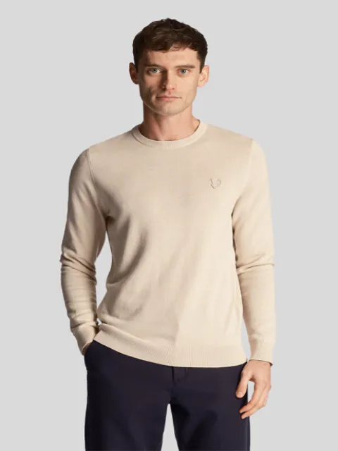 Lyle & Scott Tonal Eagle Cotton Crew Neck Jumper/Cove - New S24