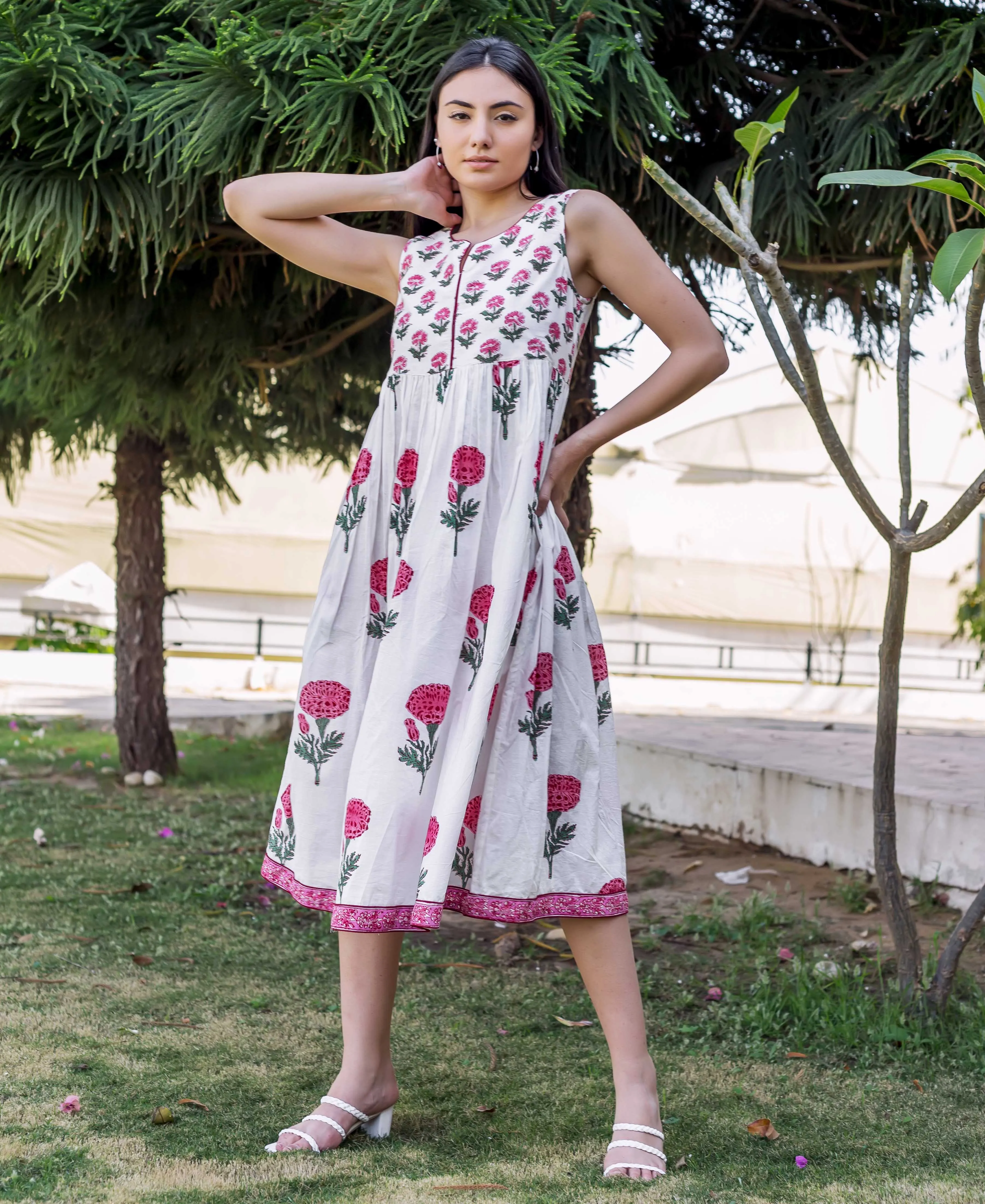 Marigold Block Printed Dress