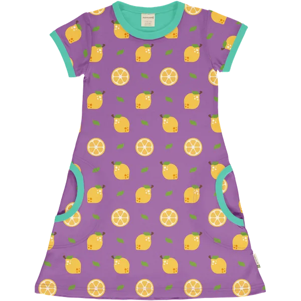 Maxomorra Lemon Organic Cotton Short Sleeved Dress