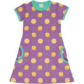 Maxomorra Lemon Organic Cotton Short Sleeved Dress