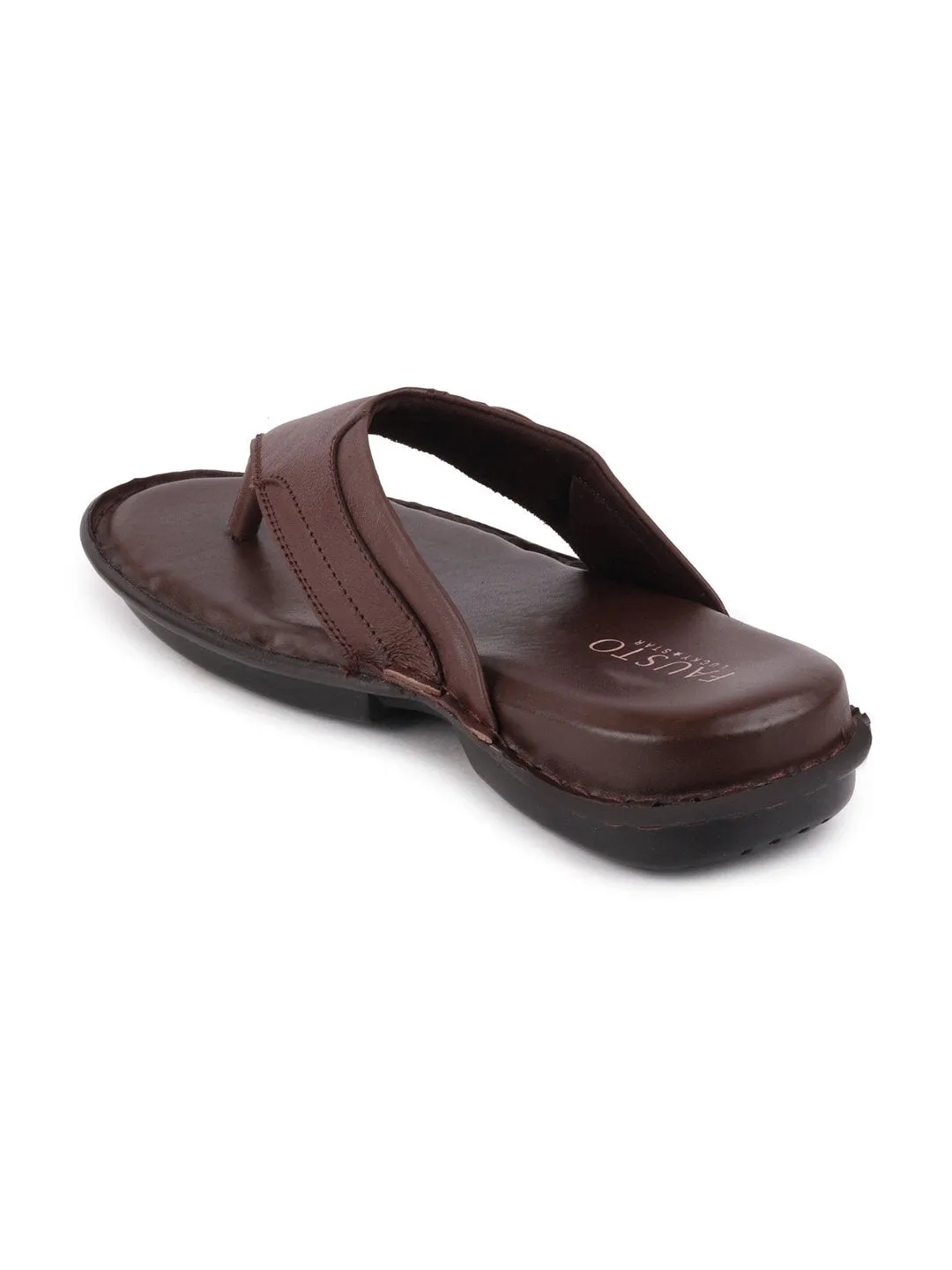 Men Brown Casual Leather Slip-On Outdoor Slippers