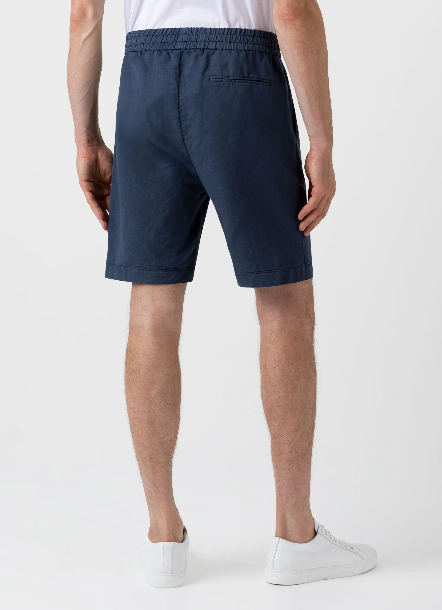 Men's Cotton Linen Drawstring Shorts in Shale Blue