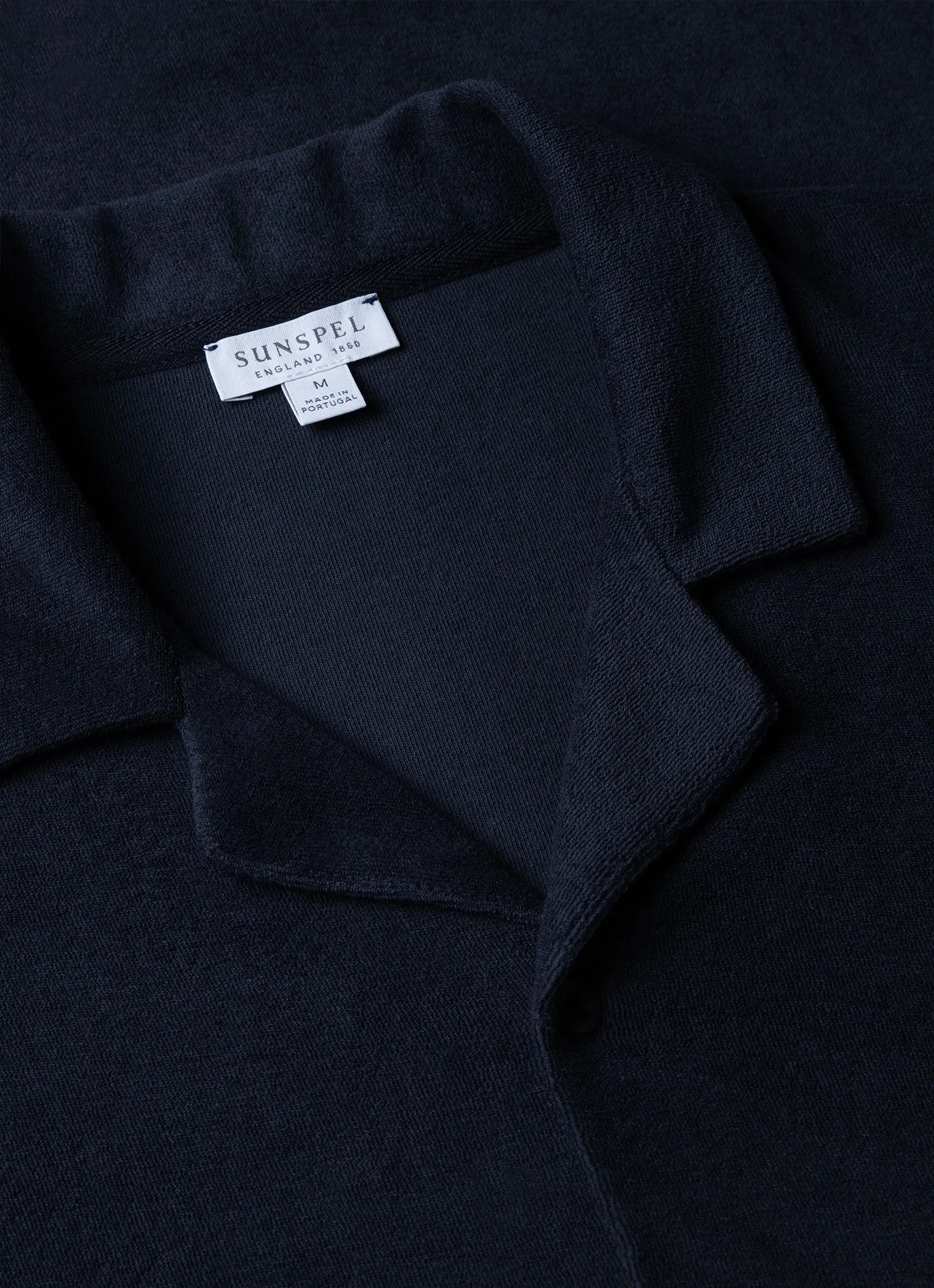 Men's Towelling Camp Collar Shirt in Navy