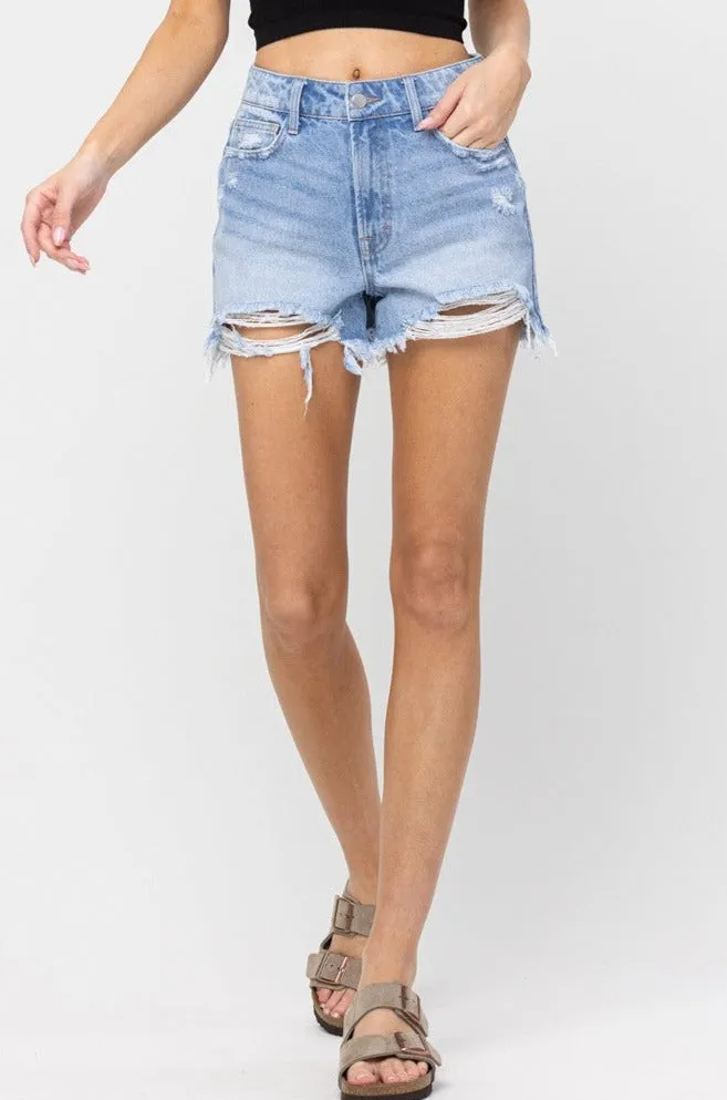 Mid Rise Distressed Shorts