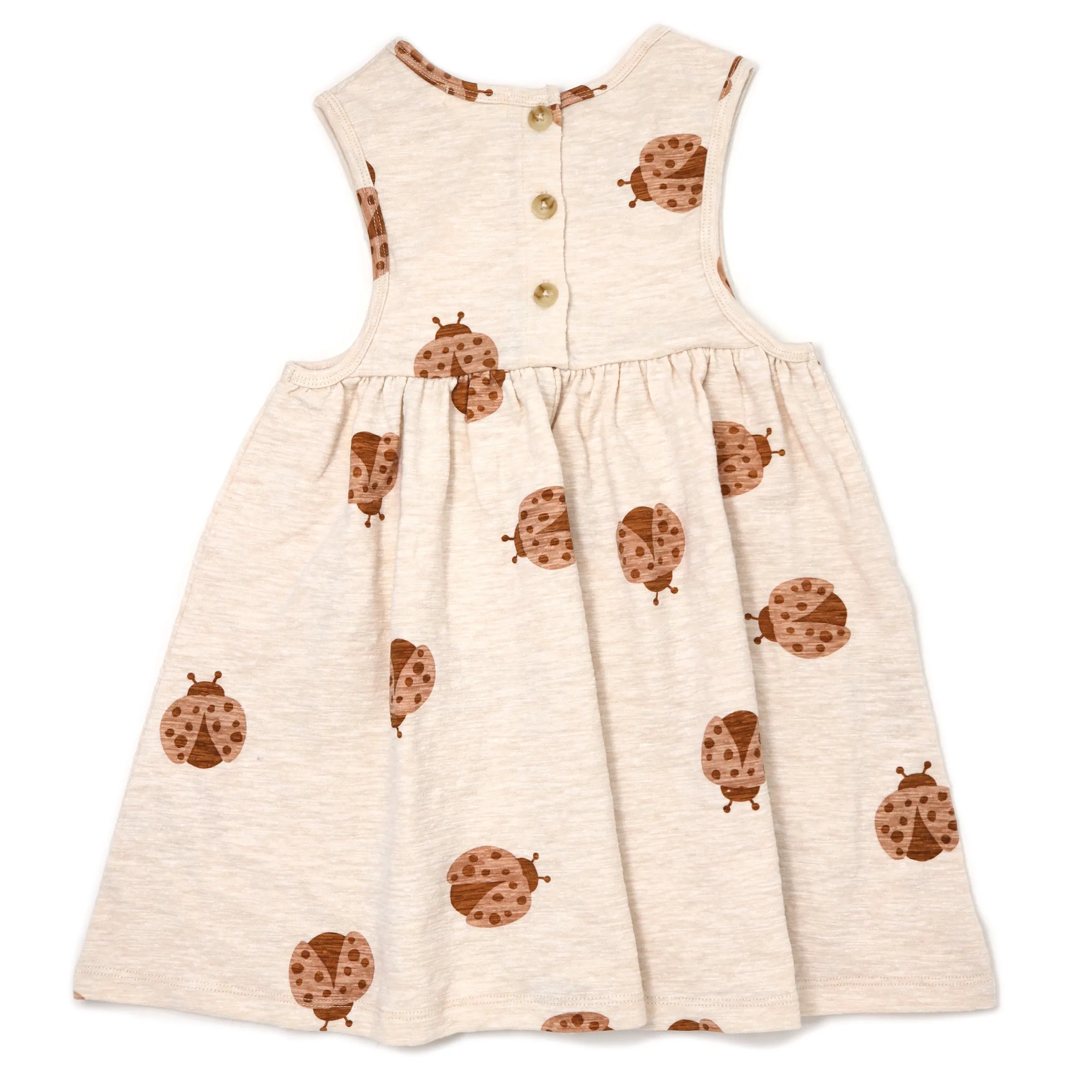 oh baby! Slub Tank Dress - Ladybug Print - Sand Heather