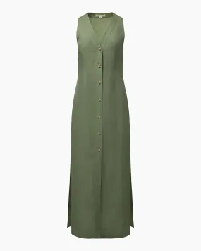 Onia Air Linen Button Down Maxi Dress Sea Spray