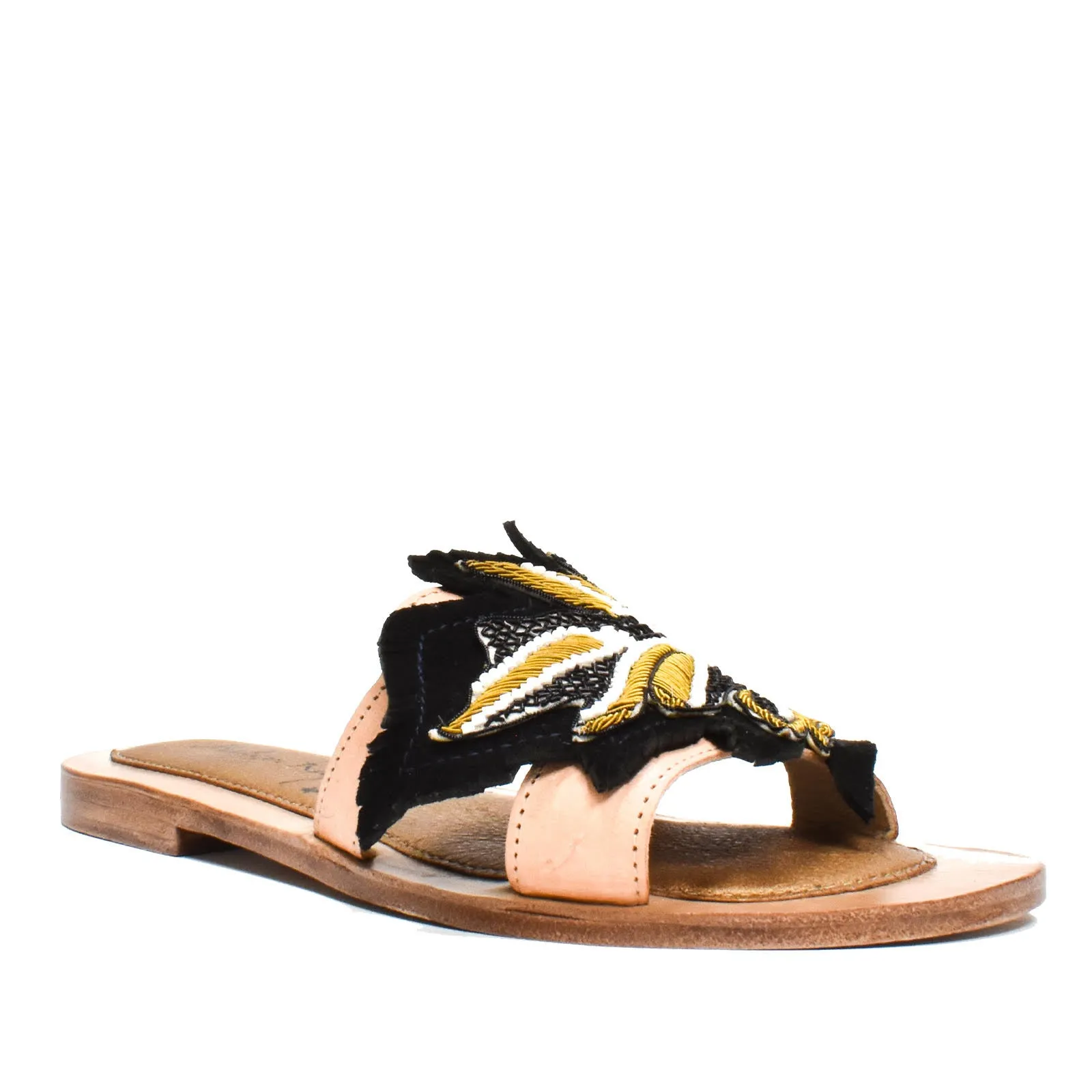 Palm Gobi Slide in natural/yellow by Meher Kakalia