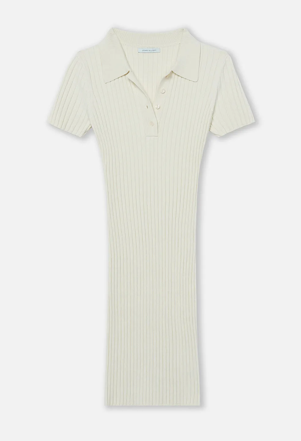 Piper Silk Cotton Rib Polo Dress / Ivory