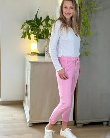 Plain Cotton Joggers - Bubblegum Pink