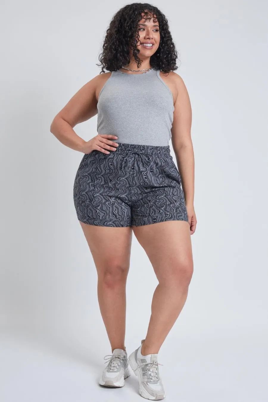 Plus Size Women's Drawstring Waistband Linen Shorts