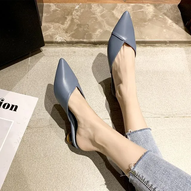 Pointed Low Heel Mules cc8