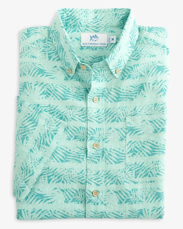 Southern Tide Men's Palmy Stripe Short Sleeve Button Down Shirt - Tidal Wave