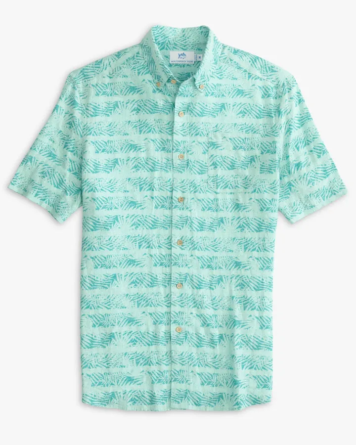 Southern Tide Men's Palmy Stripe Short Sleeve Button Down Shirt - Tidal Wave