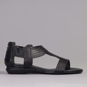 T-Bar Flat Sandal in Black - 12567