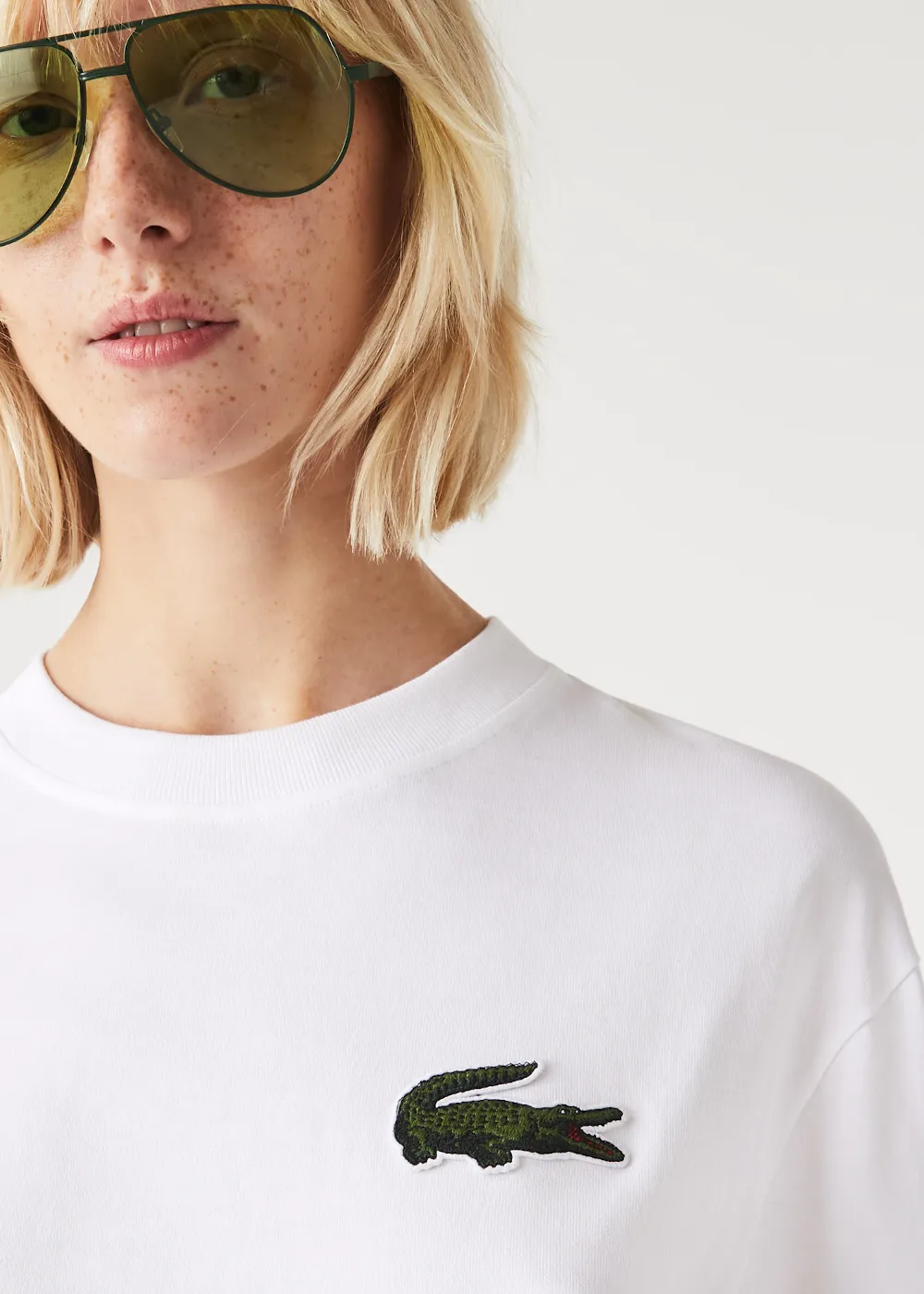 T-shirt  Lacoste loose fit avec grand crocodile blanc