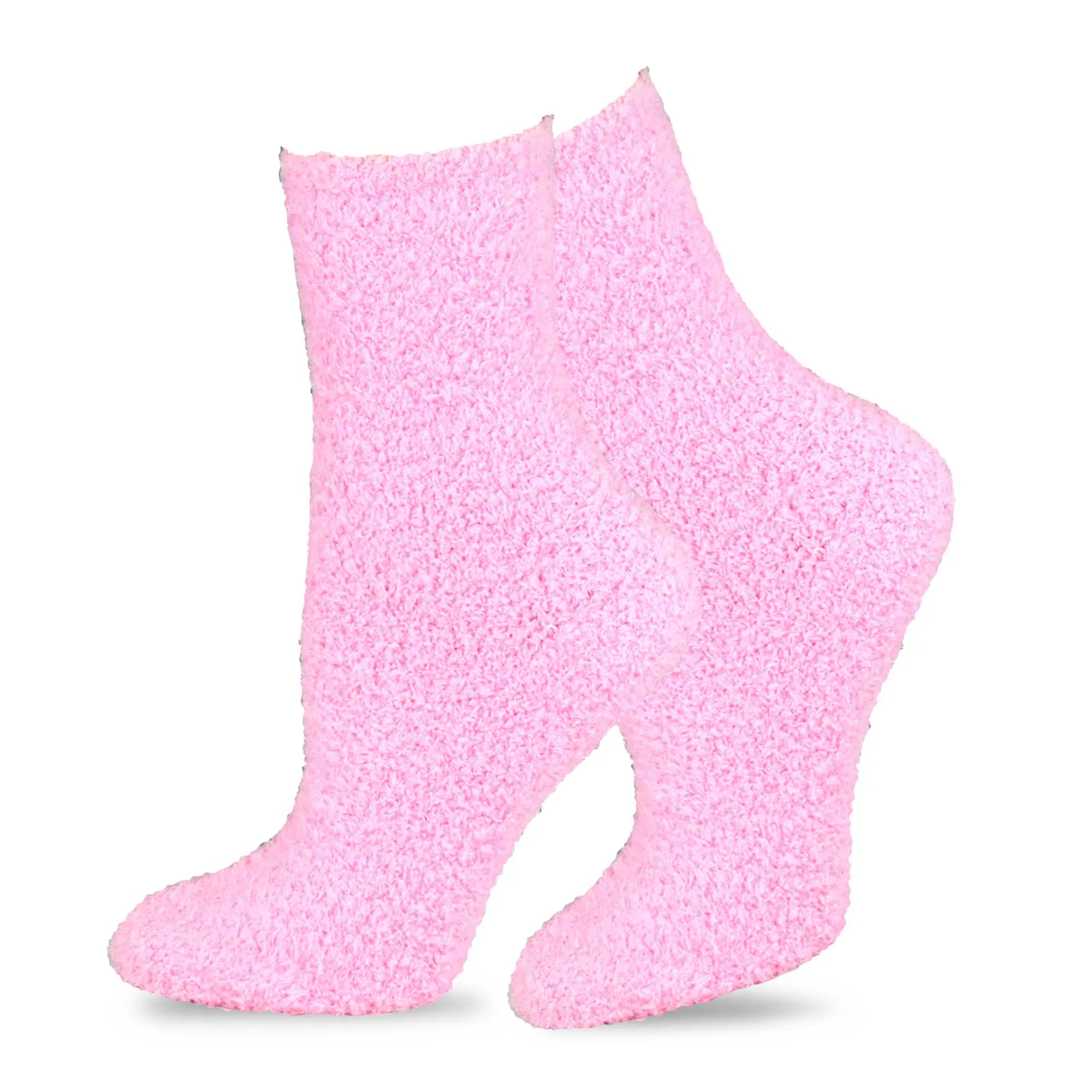 TeeHee Socks Women's Fuzzy Polyester Crew Pink 2-Pack (11190)