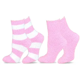 TeeHee Socks Women's Fuzzy Polyester Crew Pink 2-Pack (11190)