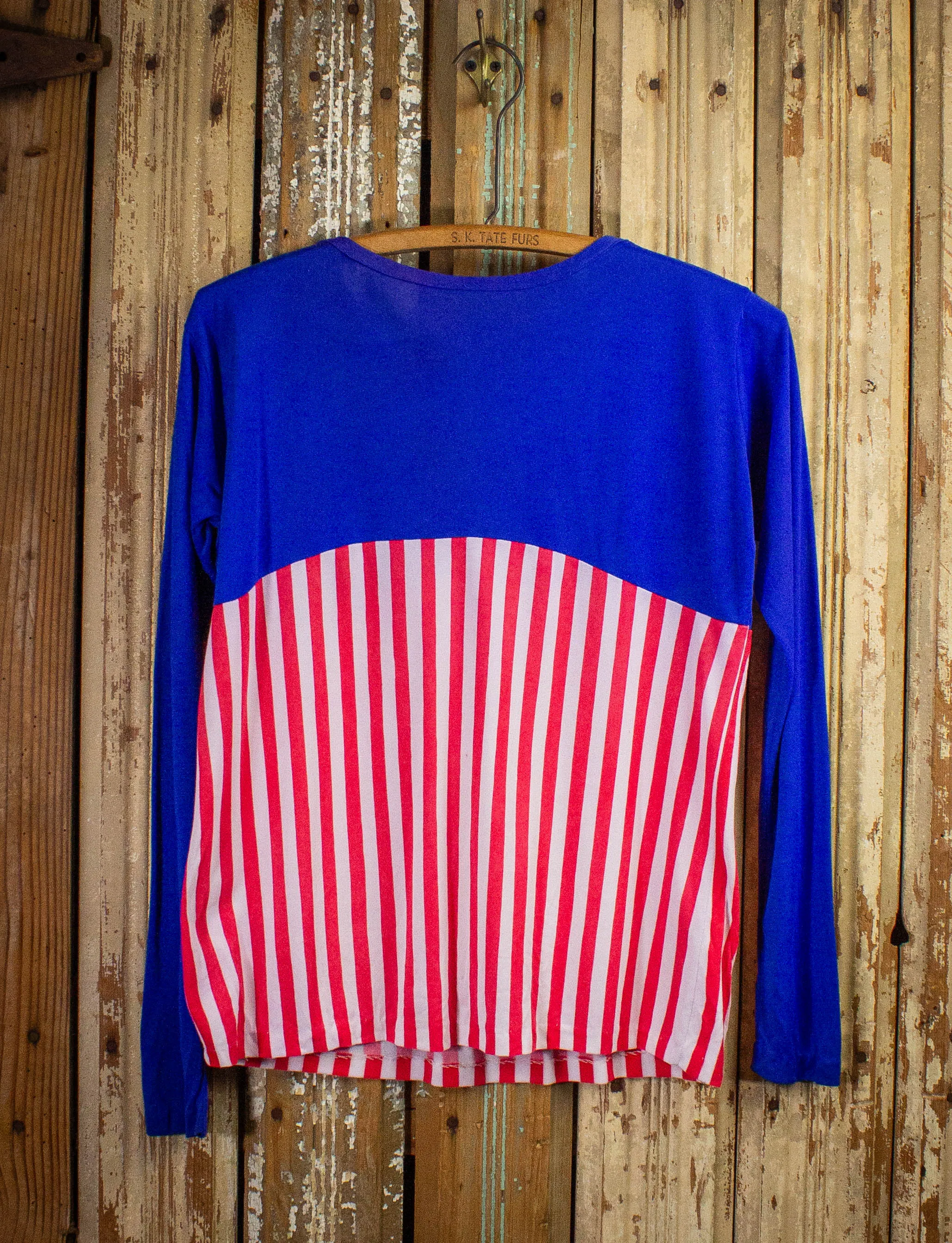 Vintage Star and Stripes Long Sleeve Graphic T Shirt 70s Medium