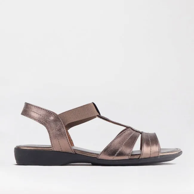 Wider Fit Slingback Flat Sandal in Lead Metallic - 11016