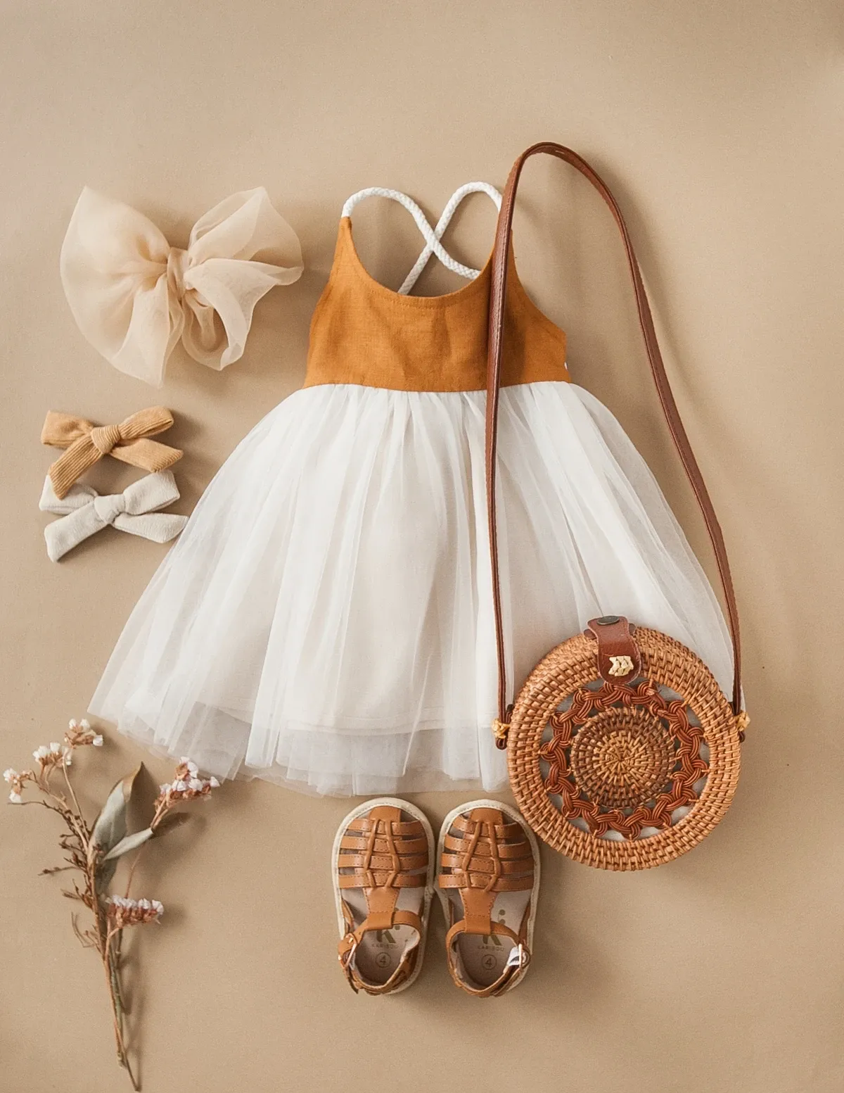 Willa Linen Tutu Dress - Nutmeg