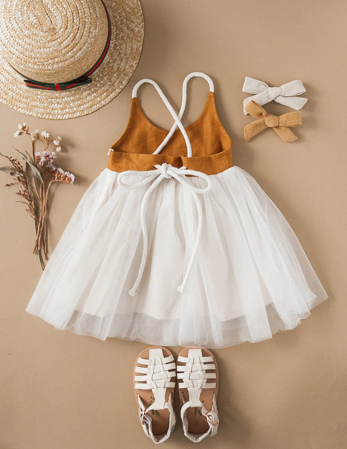 Willa Linen Tutu Dress - Nutmeg