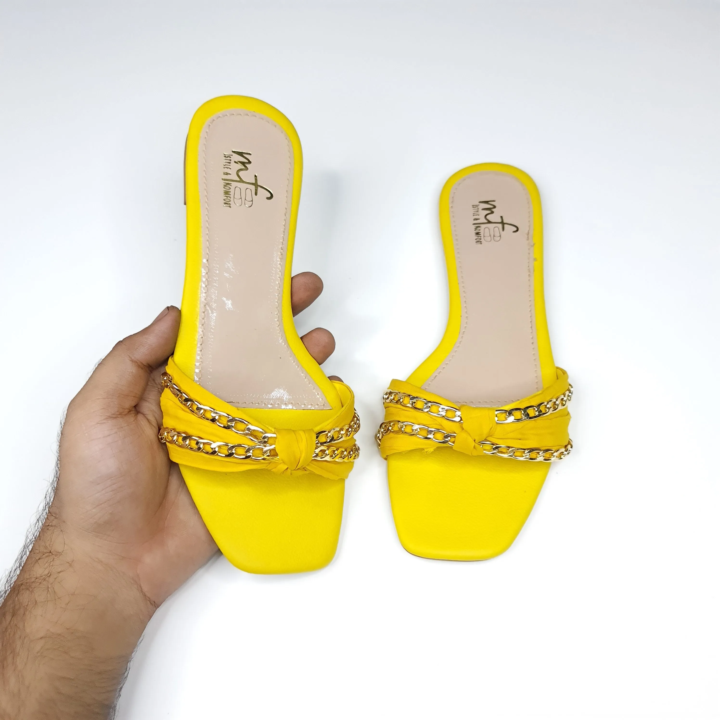 Yellow Chain Slippers